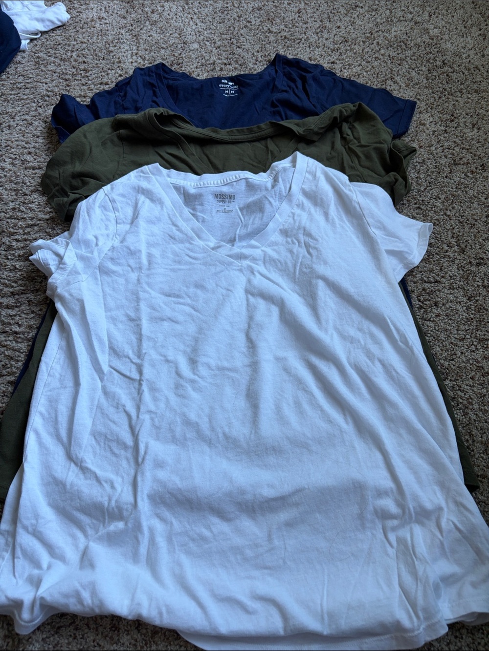 Mossimo Supply Co. and Old Navy V-Neck Tees in White, Olive & Navy